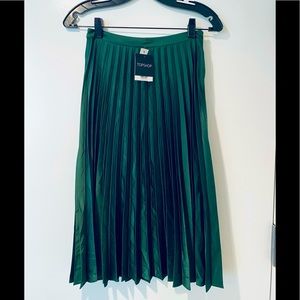 Topshop pleated skirt emerald green new with tags